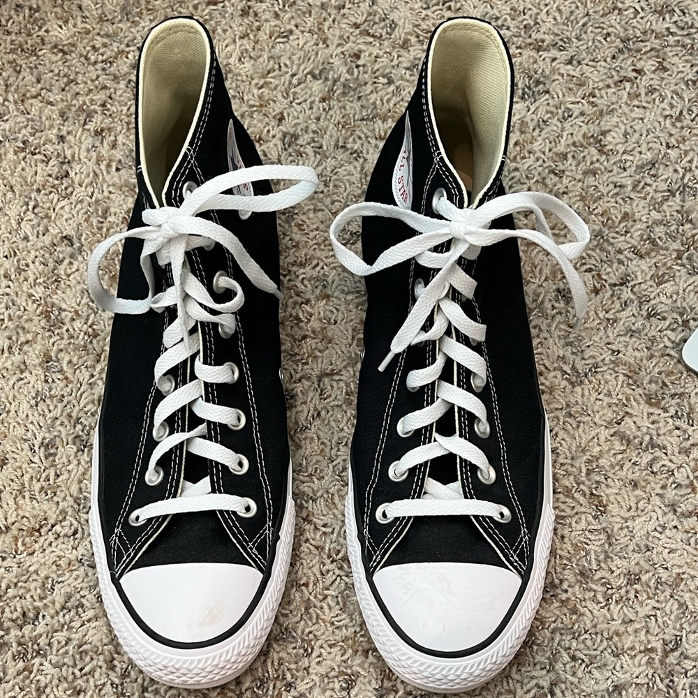 Black High-Top Sneakers with White Laces